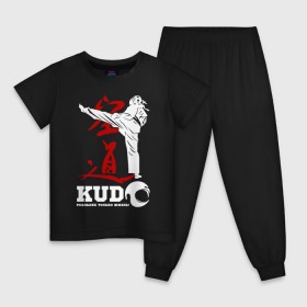 Детская пижама хлопок с принтом Kudo в Белгороде, 100% хлопок |  брюки и футболка прямого кроя, без карманов, на брюках мягкая резинка на поясе и по низу штанин
 | борьба | единоборства | кудо | спорт