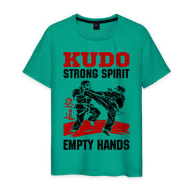 Мужская футболка хлопок с принтом Kudo в Белгороде, 100% хлопок | прямой крой, круглый вырез горловины, длина до линии бедер, слегка спущенное плечо. | Тематика изображения на принте: борьба | единоборства | спорт