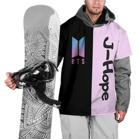 Накидка на куртку 3D с принтом BTS J-hope в Белгороде, 100% полиэстер |  | bts | j hope | бтс | группа | корейская | музыка | розовый | цветы | черный