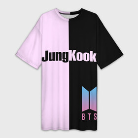 Платье-футболка 3D с принтом BTS Jung Kook в Белгороде,  |  | bts | jung kook | бтс | группа | корейская | музыка | розовый | цветы | черный