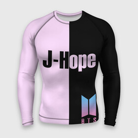 Мужской рашгард 3D с принтом BTS J hope в Белгороде,  |  | bts | j hope | бтс | группа | корейская | музыка | розовый | цветы | черный