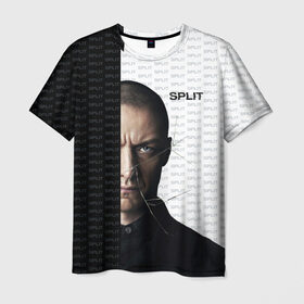 Мужская футболка 3D с принтом Сплит в Белгороде, 100% полиэфир | прямой крой, круглый вырез горловины, длина до линии бедер | split | кино | макэвой | неуязвимый | сплит | стекло | триллер | фильм | шьямалан