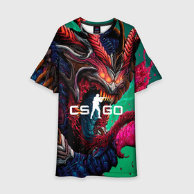 Детское платье 3D с принтом CS GO  hyper beast skin в Белгороде, 100% полиэстер | прямой силуэт, чуть расширенный к низу. Круглая горловина, на рукавах — воланы | beast | counterstike | csgo | hyper | hyperbeast | m4a1s | steam | винтовка | контра | кс | ксго | шмотки