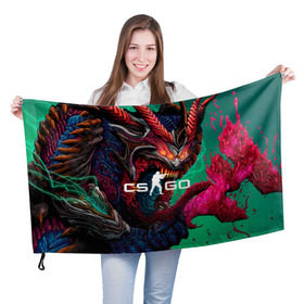 Флаг 3D с принтом CS GO hyper beast skin в Белгороде, 100% полиэстер | плотность ткани — 95 г/м2, размер — 67 х 109 см. Принт наносится с одной стороны | beast | counterstike | csgo | hyper | hyperbeast | m4a1s | steam | винтовка | контра | кс | ксго | шмотки