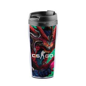 Термокружка-непроливайка с принтом CS GO hyper beast skin в Белгороде, внутренняя часть — пищевой пластик, наружная часть — прозрачный пластик, между ними — полиграфическая вставка с рисунком | объем — 350 мл, герметичная крышка | beast | counterstike | csgo | hyper | hyperbeast | m4a1s | steam | винтовка | контра | кс | ксго | шмотки