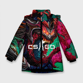 Зимняя куртка для девочек 3D с принтом CS GO hyper beast skin в Белгороде, ткань верха — 100% полиэстер; подклад — 100% полиэстер, утеплитель — 100% полиэстер. | длина ниже бедра, удлиненная спинка, воротник стойка и отстегивающийся капюшон. Есть боковые карманы с листочкой на кнопках, утяжки по низу изделия и внутренний карман на молнии. 

Предусмотрены светоотражающий принт на спинке, радужный светоотражающий элемент на пуллере молнии и на резинке для утяжки. | Тематика изображения на принте: beast | counterstike | csgo | hyper | hyperbeast | m4a1s | steam | винтовка | контра | кс | ксго | шмотки