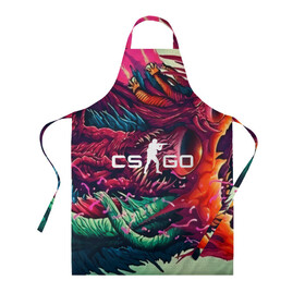 Фартук 3D с принтом CS GO  hyper beast skin в Белгороде, 100% полиэстер | общий размер — 65 х 85 см, ширина нагрудника — 26 см, горловина — 53 см, длина завязок — 54 см, общий обхват в поясе — 173 см. Принт на завязках и на горловине наносится с двух сторон, на основной части фартука — только с внешней стороны | beast | counterstike | csgo | hyper | hyperbeast | m4a1s | steam | винтовка | контра | кс | ксго | шмотки