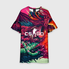 Детское платье 3D с принтом CS GO  hyper beast skin в Белгороде, 100% полиэстер | прямой силуэт, чуть расширенный к низу. Круглая горловина, на рукавах — воланы | beast | counterstike | csgo | hyper | hyperbeast | m4a1s | steam | винтовка | контра | кс | ксго | шмотки