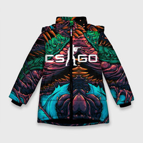 Зимняя куртка для девочек 3D с принтом CS GO hyper beast skin в Белгороде, ткань верха — 100% полиэстер; подклад — 100% полиэстер, утеплитель — 100% полиэстер. | длина ниже бедра, удлиненная спинка, воротник стойка и отстегивающийся капюшон. Есть боковые карманы с листочкой на кнопках, утяжки по низу изделия и внутренний карман на молнии. 

Предусмотрены светоотражающий принт на спинке, радужный светоотражающий элемент на пуллере молнии и на резинке для утяжки. | Тематика изображения на принте: beast | counterstike | csgo | hyper | hyperbeast | m4a1s | steam | винтовка | контра | кс | ксго | шмотки