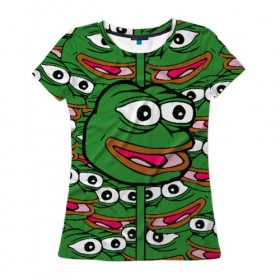 Женская футболка 3D с принтом Good / Sad frog в Белгороде, 100% полиэфир ( синтетическое хлопкоподобное полотно) | прямой крой, круглый вырез горловины, длина до линии бедер | bad | dab | frog | good | kek | pepe | sad | кек | лягушка | мем | мемы | пепе | со смыслом | фрог