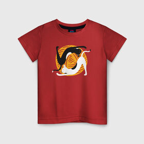 Детская футболка хлопок с принтом Котики Йога в Белгороде, 100% хлопок | круглый вырез горловины, полуприлегающий силуэт, длина до линии бедер | yoga | йога | клубок | кот | котики | коты | кошка