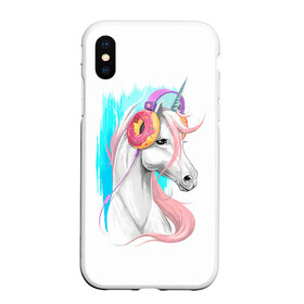 Чехол для iPhone XS Max матовый с принтом Music Unicorn Art в Белгороде, Силикон | Область печати: задняя сторона чехла, без боковых панелей | волшебный | единорог | единорожик | единорожка | магия | музыка | пончик | пончики