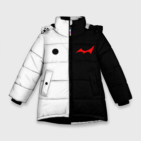 Зимняя куртка для девочек 3D с принтом MONOKUMA Eyes в Белгороде, ткань верха — 100% полиэстер; подклад — 100% полиэстер, утеплитель — 100% полиэстер. | длина ниже бедра, удлиненная спинка, воротник стойка и отстегивающийся капюшон. Есть боковые карманы с листочкой на кнопках, утяжки по низу изделия и внутренний карман на молнии. 

Предусмотрены светоотражающий принт на спинке, радужный светоотражающий элемент на пуллере молнии и на резинке для утяжки. | ahegao | anime | bear | blood | danganronpa | derector | despair | girls | happy | havoc | manga | monokuma | panda | red | robot | trigger | ultra | аниме | ахегао | директор | кровь | манга | медведь | монокума | панда | робот