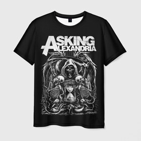 Мужская футболка 3D с принтом Asking Alexandria в Белгороде, 100% полиэфир | прямой крой, круглый вырез горловины, длина до линии бедер | asking alexandria | аскинг александриа | группы | метал | музыка | рок | хэви метал | электроникор