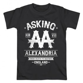 Мужская футболка хлопок с принтом Asking Alexandria в Белгороде, 100% хлопок | прямой крой, круглый вырез горловины, длина до линии бедер, слегка спущенное плечо. | asking alexandria | аскинг александриа | группы | метал | музыка | рок | хэви метал | электроникор