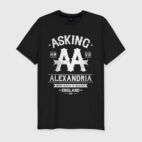 Мужская футболка премиум с принтом Asking Alexandria в Белгороде, 92% хлопок, 8% лайкра | приталенный силуэт, круглый вырез ворота, длина до линии бедра, короткий рукав | asking alexandria | аскинг александриа | группы | метал | музыка | рок | хэви метал | электроникор