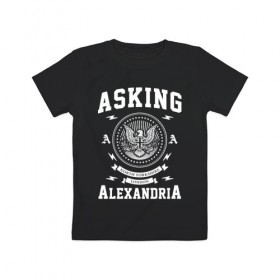 Детская футболка хлопок с принтом Asking Alexandria в Белгороде, 100% хлопок | круглый вырез горловины, полуприлегающий силуэт, длина до линии бедер | asking alexandria | аскинг александриа | группы | метал | музыка | рок | хэви метал | электроникор