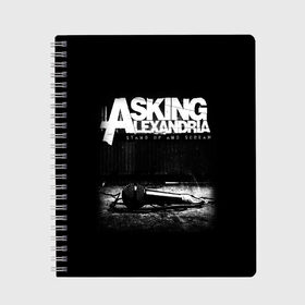 Тетрадь с принтом Asking Alexandria в Белгороде, 100% бумага | 48 листов, плотность листов — 60 г/м2, плотность картонной обложки — 250 г/м2. Листы скреплены сбоку удобной пружинной спиралью. Уголки страниц и обложки скругленные. Цвет линий — светло-серый
 | asking alexandria | аскинг александриа | группы | метал | музыка | рок | хэви метал | электроникор