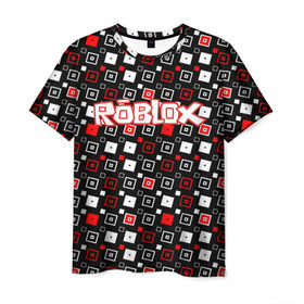 Мужская футболка 3D с принтом Roblox в Белгороде, 100% полиэфир | прямой крой, круглый вырез горловины, длина до линии бедер | Тематика изображения на принте: game | gamer | logo | roblox | игры | логотип | роблокс