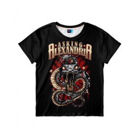Детская футболка 3D с принтом Asking Alexandria в Белгороде, 100% гипоаллергенный полиэфир | прямой крой, круглый вырез горловины, длина до линии бедер, чуть спущенное плечо, ткань немного тянется | asking alexandria | аскинг александриа | группы | метал | музыка | рок | хэви метал | электроникор