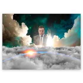 Поздравительная открытка с принтом Elon Musk Thinker (Илон Маск) в Белгороде, 100% бумага | плотность бумаги 280 г/м2, матовая, на обратной стороне линовка и место для марки
 | elon musk | space | space x | tesla | дым | илон маск | инопланетяне | космос | личность | мыслитель | облака | планета | ракета | спейс | тесла | философ | шаттл