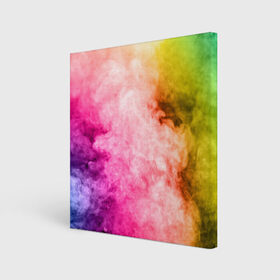 Холст квадратный с принтом Радужный дым в Белгороде, 100% ПВХ |  | holi | праздник красок | радуга | радужный дым | холи | цвета радуги | яркий