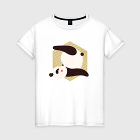 Женская футболка хлопок с принтом Панда Йога в Белгороде, 100% хлопок | прямой крой, круглый вырез горловины, длина до линии бедер, слегка спущенное плечо | panda | yoga | йога | панда | панды | фитнес