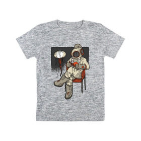 Детская футболка хлопок с принтом Дайвер Steampunk в Белгороде, 100% хлопок | круглый вырез горловины, полуприлегающий силуэт, длина до линии бедер | diver | steampunk | дайвер | книга | книги | медуза | стим панк | стимпанк | читает
