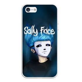 Чехол для iPhone 5/5S матовый с принтом SALLY FACE в Белгороде, Силикон | Область печати: задняя сторона чехла, без боковых панелей | blue | face | fisher | game | games | gizmo | hair | larry | mask | sally | волосы | гизмо | голубые | игра | игры | ларри | маска | протез | сали | салли | синие | синий | триллер | ужасы | фейс | фишер | фэйс | хоррор