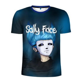 Мужская футболка 3D спортивная с принтом SALLY FACE в Белгороде, 100% полиэстер с улучшенными характеристиками | приталенный силуэт, круглая горловина, широкие плечи, сужается к линии бедра | Тематика изображения на принте: blue | face | fisher | game | games | gizmo | hair | larry | mask | sally | волосы | гизмо | голубые | игра | игры | ларри | маска | протез | сали | салли | синие | синий | триллер | ужасы | фейс | фишер | фэйс | хоррор