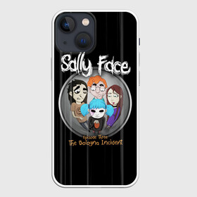 Чехол для iPhone 13 mini с принтом Sally Face Episode Three в Белгороде,  |  | Тематика изображения на принте: blue | face | fisher | game | games | gizmo | hair | larry | mask | sally | волосы | гизмо | голубые | игра | игры | ларри | маска | протез | сали | салли | синие | синий | триллер | ужасы | фейс | фишер | фэйс | хоррор