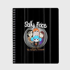 Тетрадь с принтом Sally Face Episode Three в Белгороде, 100% бумага | 48 листов, плотность листов — 60 г/м2, плотность картонной обложки — 250 г/м2. Листы скреплены сбоку удобной пружинной спиралью. Уголки страниц и обложки скругленные. Цвет линий — светло-серый
 | blue | face | fisher | game | games | gizmo | hair | larry | mask | sally | волосы | гизмо | голубые | игра | игры | ларри | маска | протез | сали | салли | синие | синий | триллер | ужасы | фейс | фишер | фэйс | хоррор