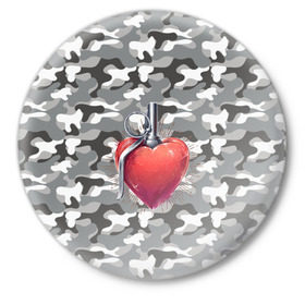 Значок с принтом Граната в виде сердца в Белгороде,  металл | круглая форма, металлическая застежка в виде булавки | 