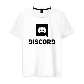 Мужская футболка хлопок с принтом DISCORD в Белгороде, 100% хлопок | прямой крой, круглый вырез горловины, длина до линии бедер, слегка спущенное плечо. | Тематика изображения на принте: дискорд | игры | скайп