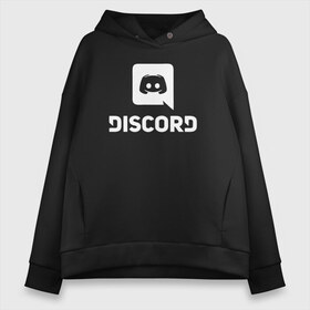 Женское худи Oversize хлопок с принтом Discord в Белгороде, френч-терри — 70% хлопок, 30% полиэстер. Мягкий теплый начес внутри —100% хлопок | боковые карманы, эластичные манжеты и нижняя кромка, капюшон на магнитной кнопке | voip | дискорд | игры | мессенджер | связь | скайп