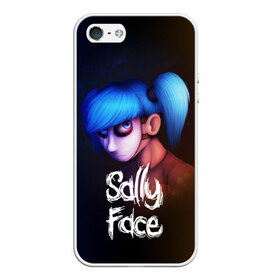 Чехол для iPhone 5/5S матовый с принтом SALLY FACE в Белгороде, Силикон | Область печати: задняя сторона чехла, без боковых панелей | blue | face | fisher | game | games | gizmo | hair | larry | mask | sally | волосы | гизмо | голубые | игра | игры | ларри | маска | протез | сали | салли | синие | синий | триллер | ужасы | фейс | фишер | фэйс | хоррор