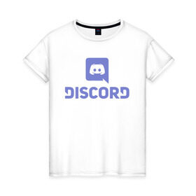 Женская футболка хлопок с принтом Discord в Белгороде, 100% хлопок | прямой крой, круглый вырез горловины, длина до линии бедер, слегка спущенное плечо | дискорд | игры | связь | скайп