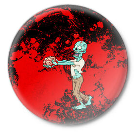 Значок с принтом Зомби (парные) в Белгороде,  металл | круглая форма, металлическая застежка в виде булавки | 