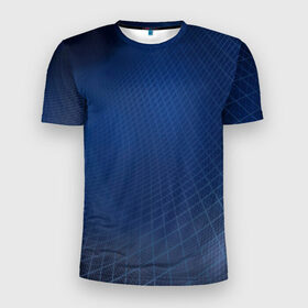 Мужская футболка 3D спортивная с принтом Сеть в Белгороде, 100% полиэстер с улучшенными характеристиками | приталенный силуэт, круглая горловина, широкие плечи, сужается к линии бедра | Тематика изображения на принте: blue | net | web | квадраты | клетка | паутина | сетка | сеть | синий