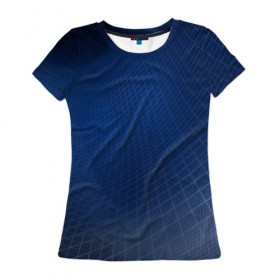 Женская футболка 3D с принтом Сеть в Белгороде, 100% полиэфир ( синтетическое хлопкоподобное полотно) | прямой крой, круглый вырез горловины, длина до линии бедер | blue | net | web | квадраты | клетка | паутина | сетка | сеть | синий