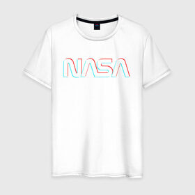 Мужская футболка хлопок с принтом NASA GLITCH в Белгороде, 100% хлопок | прямой крой, круглый вырез горловины, длина до линии бедер, слегка спущенное плечо. | galaxy | nasa | space | space company | star | астрономия | галактика | звезды | космическая компания | космос | наса