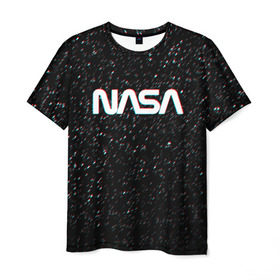Мужская футболка 3D с принтом NASA GLITCH SPACE в Белгороде, 100% полиэфир | прямой крой, круглый вырез горловины, длина до линии бедер | galaxy | nasa | space | space company | star | астрономия | галактика | звезды | космическая компания | космос | наса