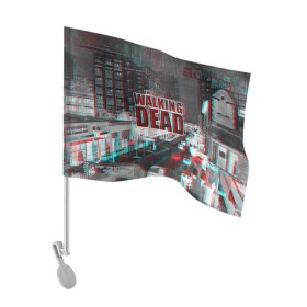 Флаг для автомобиля с принтом the walking dead glitch в Белгороде, 100% полиэстер | Размер: 30*21 см | glitch | the walking dead | апокалипсис | глитч | зомби | помехи | ходячие мертвецы