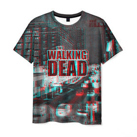 Мужская футболка 3D с принтом the walking dead glitch в Белгороде, 100% полиэфир | прямой крой, круглый вырез горловины, длина до линии бедер | glitch | the walking dead | апокалипсис | глитч | зомби | помехи | ходячие мертвецы