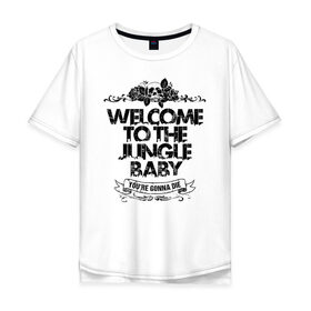 Мужская футболка хлопок Oversize с принтом Welcome to the Jungle в Белгороде, 100% хлопок | свободный крой, круглый ворот, “спинка” длиннее передней части | 80s | 80е | axl | duff | guns n roses | rock | slash