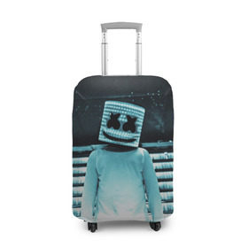 Чехол для чемодана 3D с принтом Marshmello в Белгороде, 86% полиэфир, 14% спандекс | двустороннее нанесение принта, прорези для ручек и колес | marshmello | диджей | клуб | клубная музыка | маршмеллоу | маршмэлло | маршмэллоу | музыка | электронная