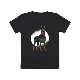 Детская футболка хлопок с принтом Доберман в Белгороде, 100% хлопок | круглый вырез горловины, полуприлегающий силуэт, длина до линии бедер | doberman | dobermann | dog | доберман | собака | собаки