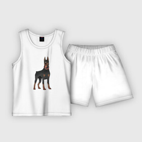 Детская пижама с шортами хлопок с принтом Доберман в Белгороде,  |  | Тематика изображения на принте: doberman | dobermann | dog | доберман | собака | собаки