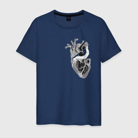Мужская футболка хлопок с принтом Astronaut in Heart в Белгороде, 100% хлопок | прямой крой, круглый вырез горловины, длина до линии бедер, слегка спущенное плечо. | space | анатомия | астронавт | вселенная | звезды | космонавт | космос | луна | любовь | планета | сердце