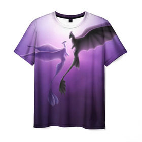 Мужская футболка 3D с принтом как приручить дракона в Белгороде, 100% полиэфир | прямой крой, круглый вырез горловины, длина до линии бедер | light fury | night fury | беззубик | дракон | как приручить дракона | ночная фурия
